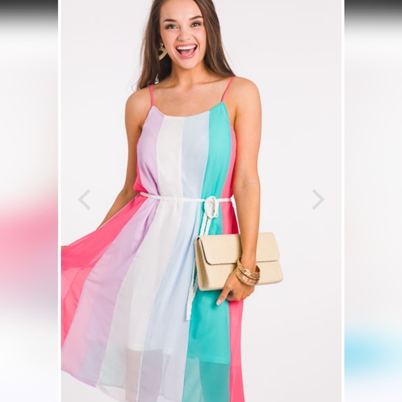 Colorful Striped Sleeveless Dress Shop The Mint Medium - Picture 1 of 9